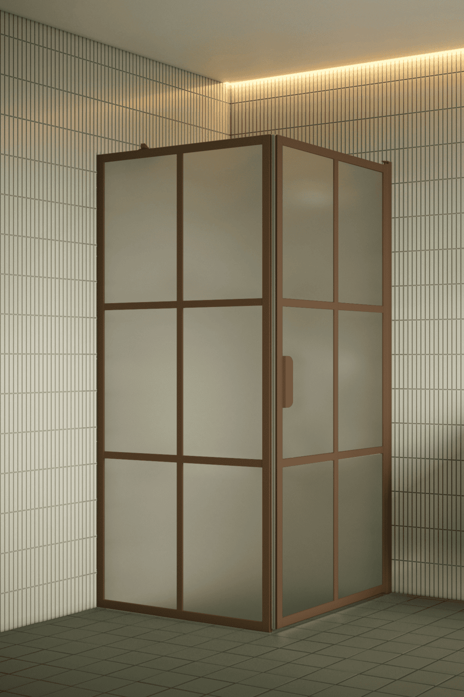 Shower enclosure Hietakari Bläk 765 Paris, Mocha frame, satin frosted glass Shower enclosure Hietakari Bläk 765 Paris, Mocha frame, satin frosted glass