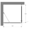 Shower enclosure Hietakari Bläk 765 Paris – dimension drawing Shower enclosure Hietakari Bläk 765 Paris, fixed wall + hinged door – 2