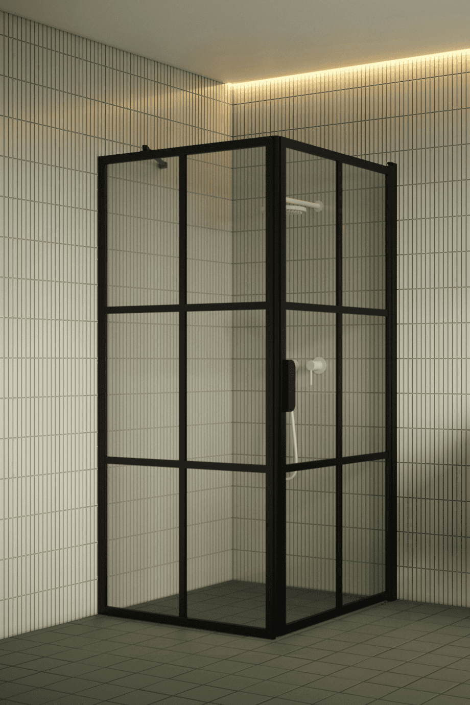 Shower enclosure Hietakari Bläk 765 Paris, black frame, clear glass Shower enclosure Hietakari Bläk 765 Paris, fixed wall + hinged door – 4