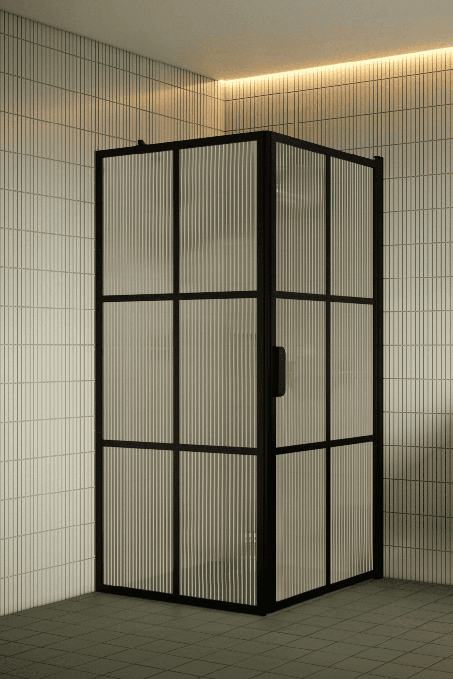 Shower enclosure Hietakari Bläk 765 Paris, black frame, reeded glass Shower enclosure Hietakari Bläk 765 Paris, black frame, reeded glass
