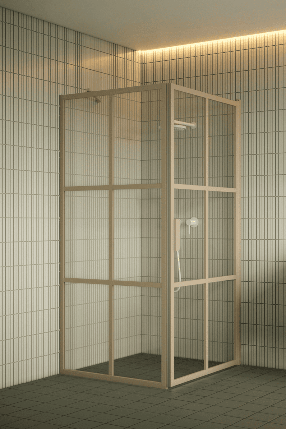 Shower enclosure Hietakari Bläk 765 Paris, Sand frame, clear glass Shower enclosure Hietakari Bläk 765 Paris, fixed wall + hinged door – 5