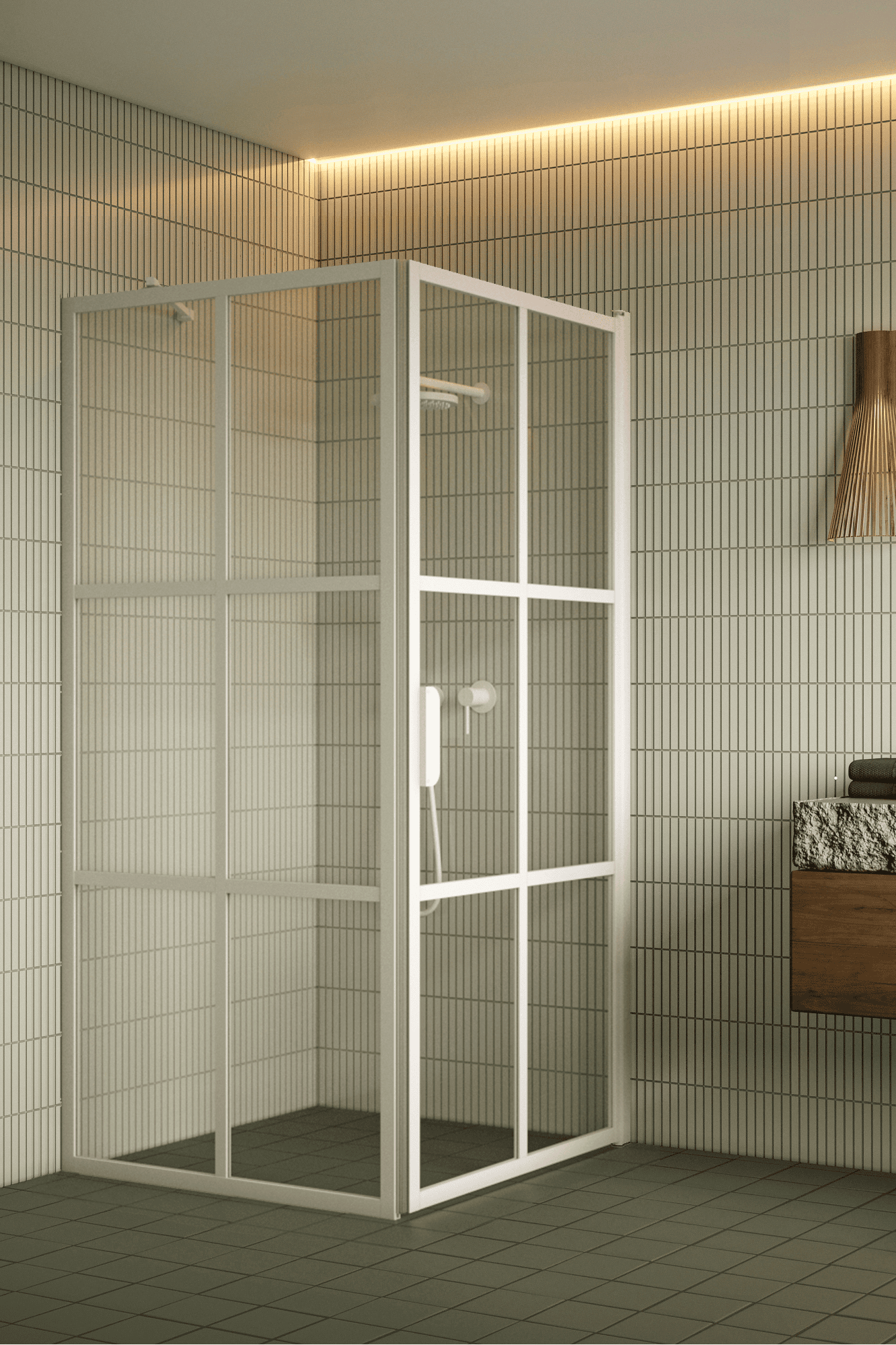Shower enclosure Hietakari Bläk 765 Paris, fixed wall + hinged door