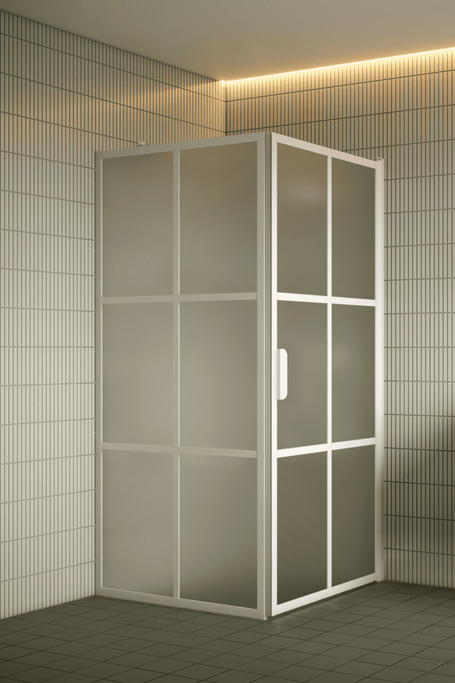 Shower enclosure Hietakari Bläk 765 Paris, white frame, satin frosted glass Shower enclosure Hietakari Bläk 765 Paris, white frame, satin frosted glass