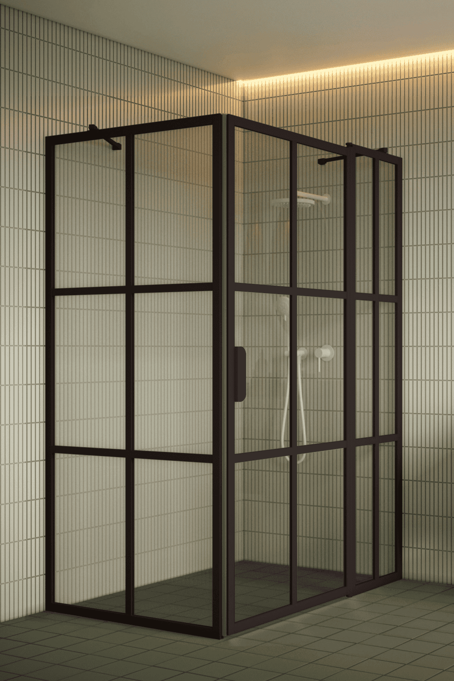 Shower enclosure Hietakari Bläk 766 Paris, Cocoa frame, clear glass Shower enclosure Hietakari Bläk 766 Paris, fixed wall + hinged door with fixed part – 8