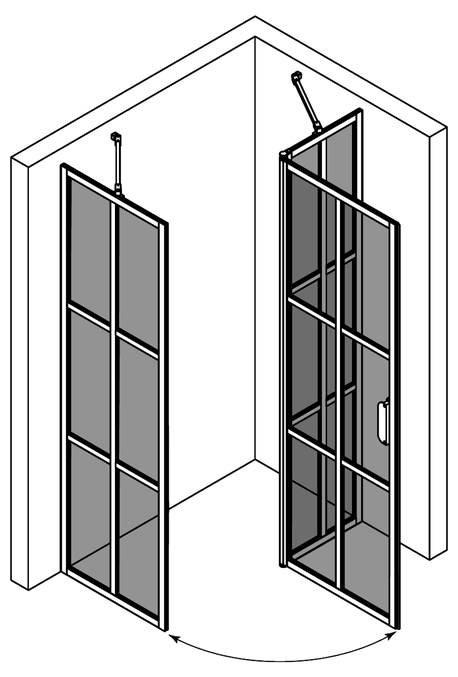 Shower enclosure Hietakari Bläk 766 Paris, fixed wall + hinged door with fixed part – 4