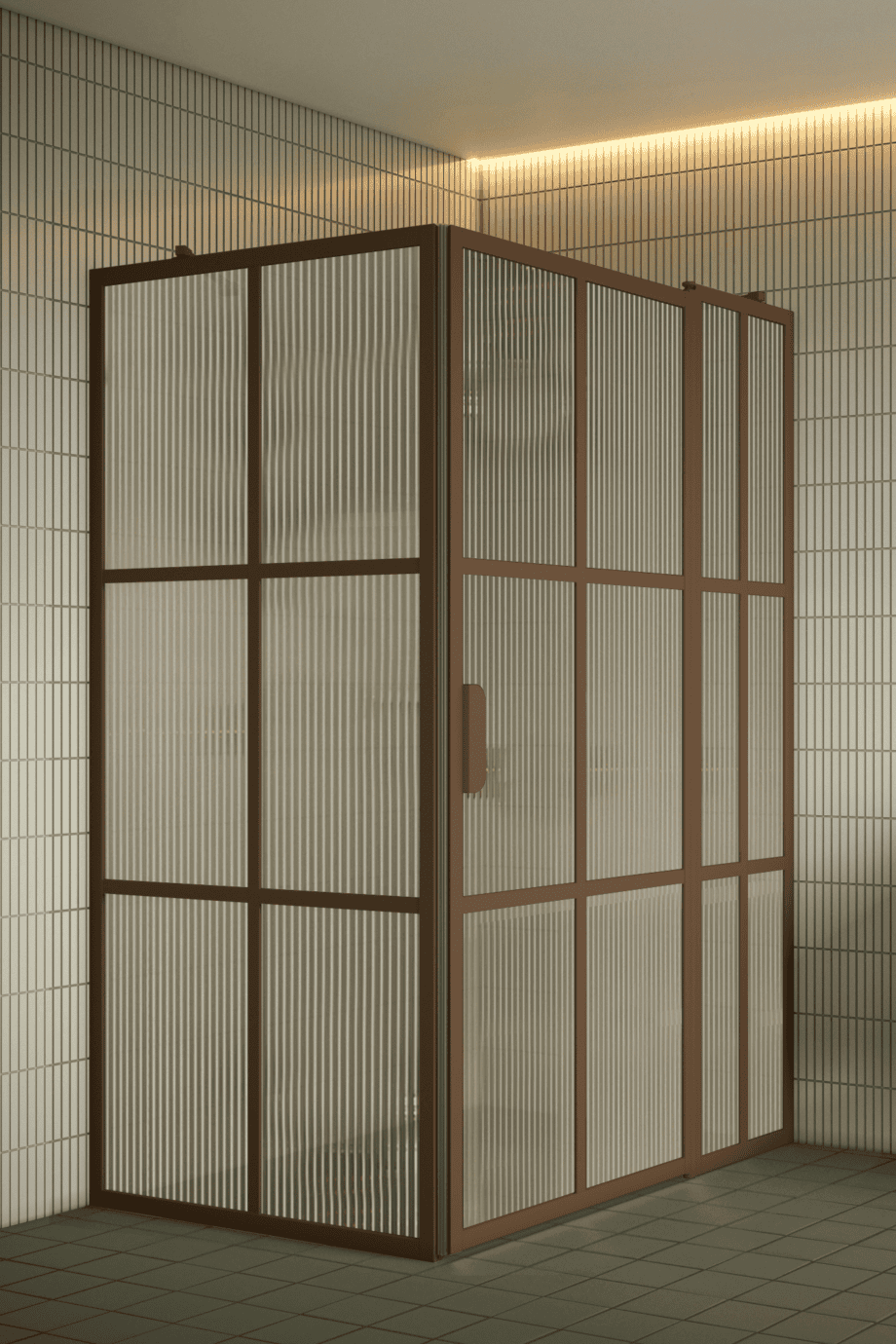 Shower enclosure Hietakari Bläk 766 Paris, Mocha frame, reeded glass Shower enclosure Hietakari Bläk 766 Paris, Mocha frame, reeded glass