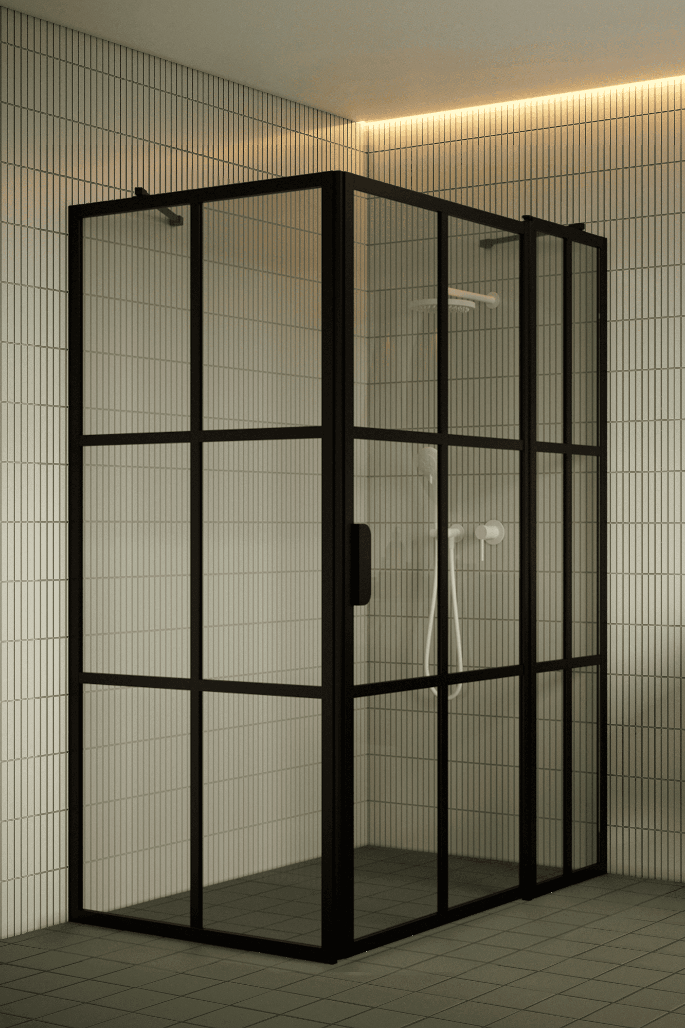 Shower enclosure Hietakari Bläk 766 Paris, fixed wall + hinged door with fixed part – 5