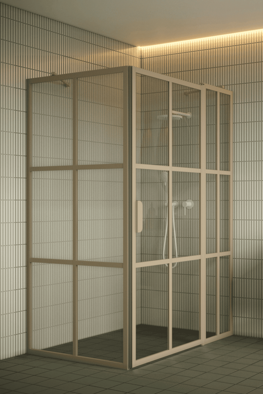 Shower enclosure Hietakari Bläk 766 Paris, Sand frame, clear glass Shower enclosure Hietakari Bläk 766 Paris, fixed wall + hinged door with fixed part – 6