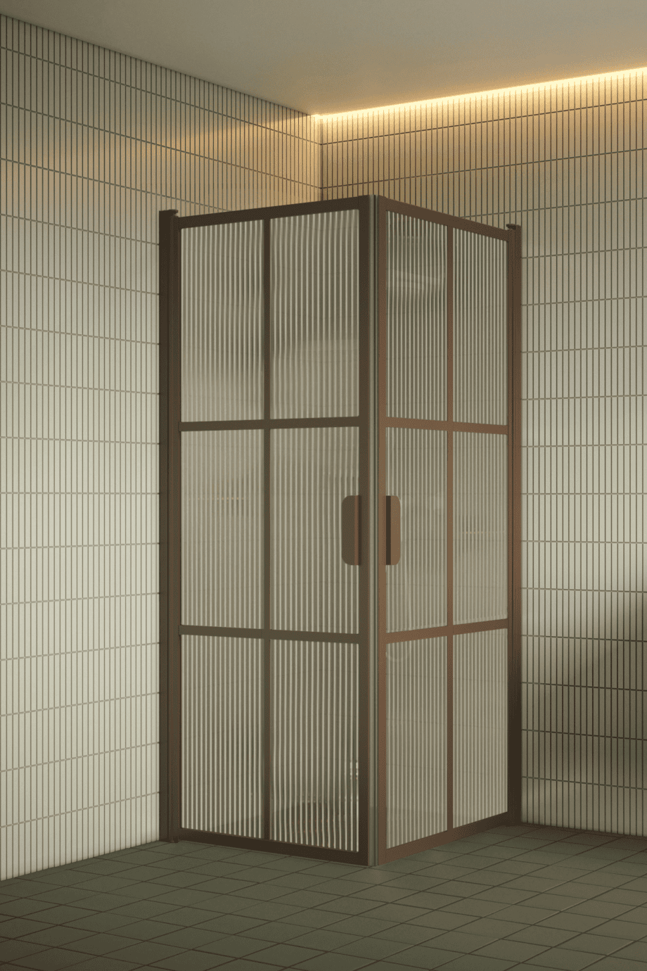 Shower enclosure Hietakari Bläk 767 Paris, Mocha frame, reeded glass Shower enclosure Hietakari Bläk 767 Paris, Mocha frame, reeded glass