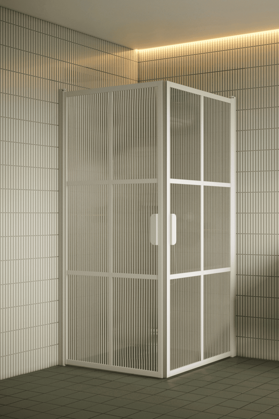 Shower enclosure Hietakari Bläk 767 Paris, white frame, reeded glass Shower enclosure Hietakari Bläk 767 Paris, white frame, reeded glass