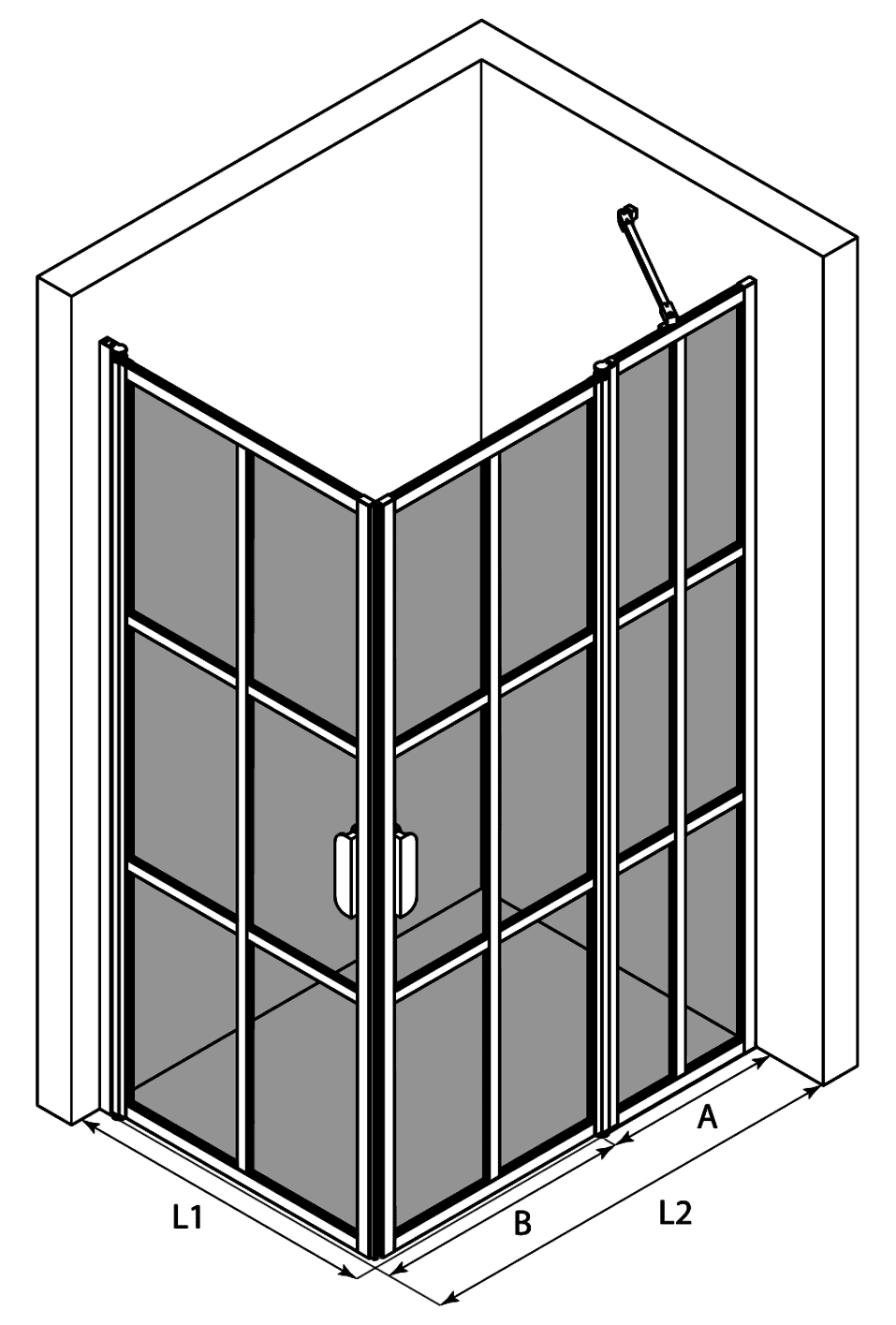 Shower enclosure Hietakari Bläk 768 Paris, hinged door + hinged door with fixed part – 3