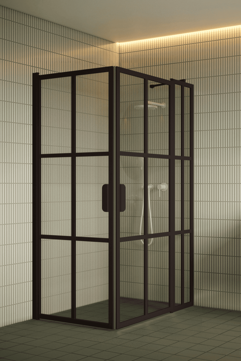 Shower enclosure Hietakari Bläk 768 Paris, Cocoa frame, reeded glass Shower enclosure Hietakari Bläk 768 Paris, Cocoa frame, reeded glass
