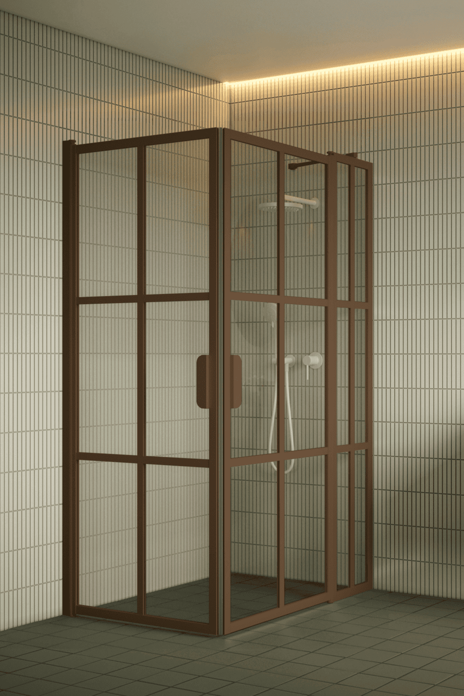 Shower enclosure Hietakari Bläk 768 Paris, Mocha frame, reeded glass Shower enclosure Hietakari Bläk 768 Paris, Mocha frame, reeded glass