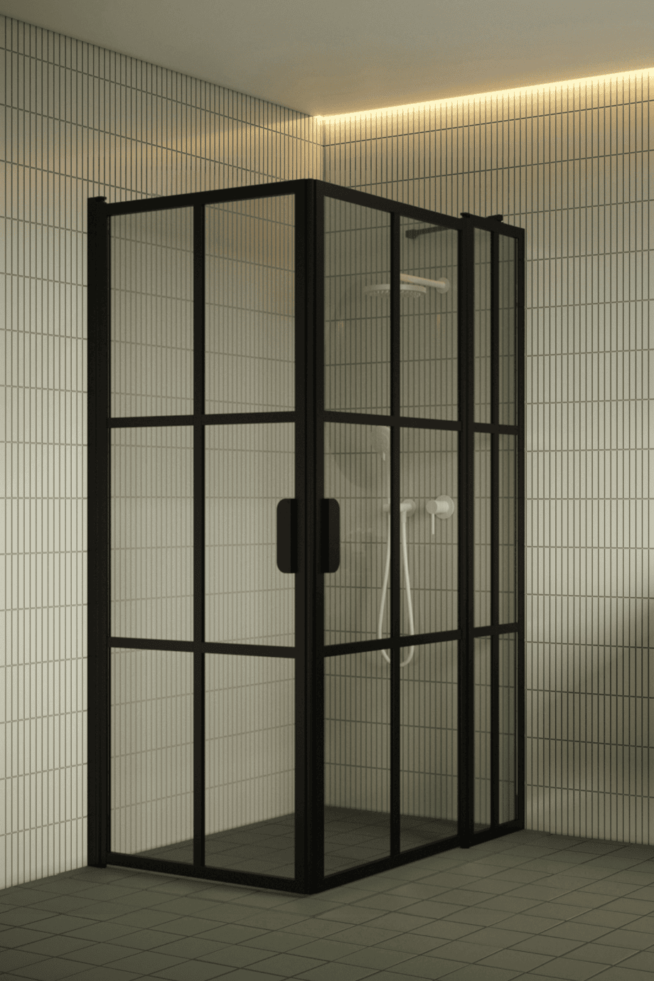 Shower enclosure Hietakari Bläk 768 Paris, black frame, clear glass Shower enclosure Hietakari Bläk 768 Paris, hinged door + hinged door with fixed part – 4