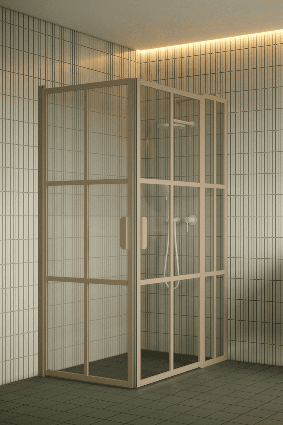 Shower enclosure Hietakari Bläk 768 Paris, Sand frame, reeded glass Shower enclosure Hietakari Bläk 768 Paris, Sand frame, reeded glass