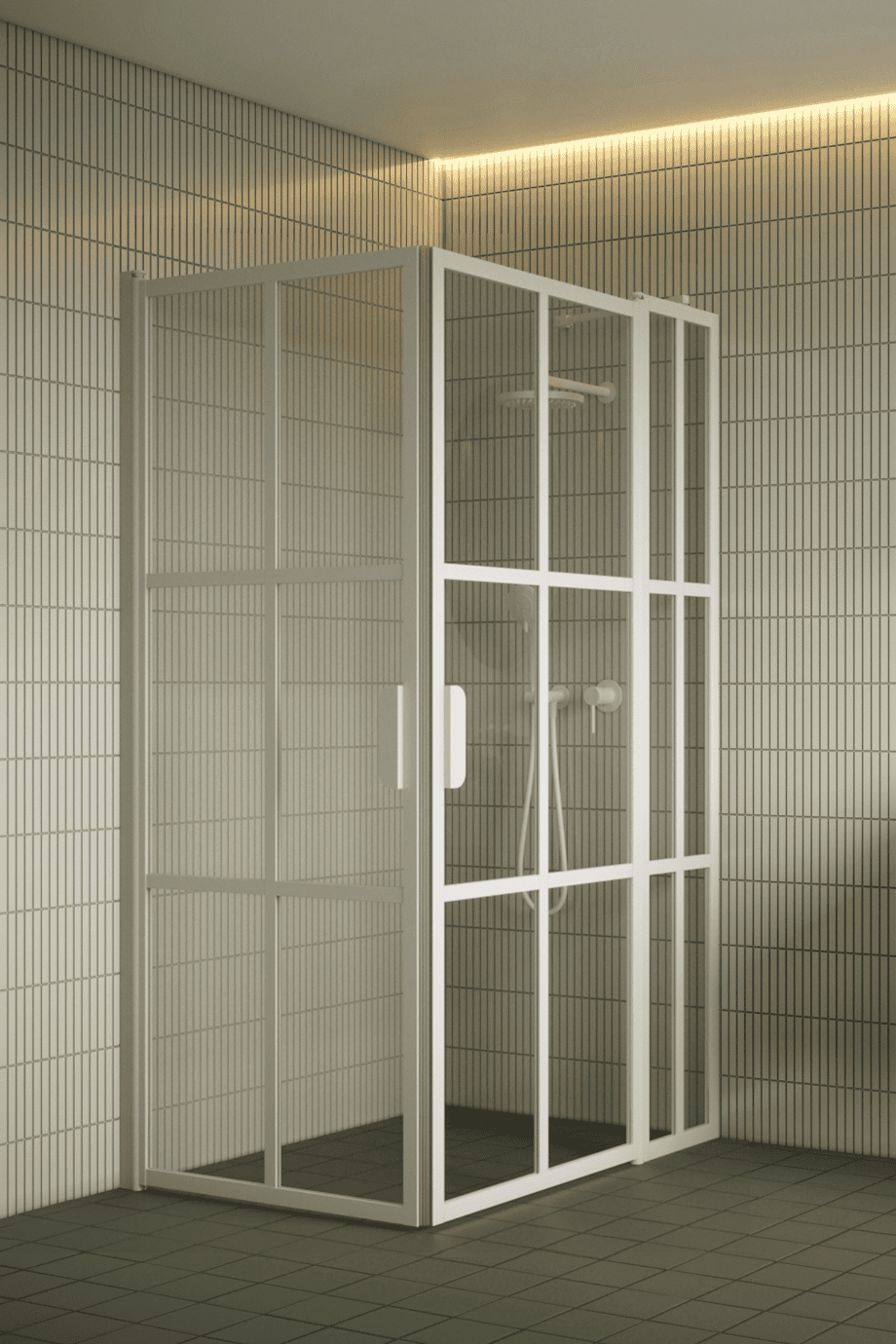 Shower enclosure Hietakari Bläk 768 Paris, white frame, satin frosted glass Shower enclosure Hietakari Bläk 768 Paris, white frame, satin frosted glass
