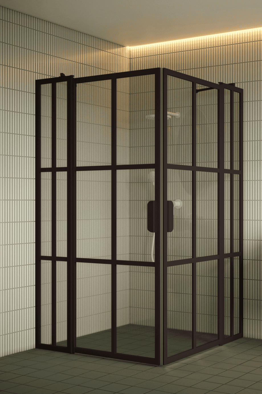 Shower enclosure Hietakari Bläk 769 Paris, Cocoa frame, reeded glass Shower enclosure Hietakari Bläk 769 Paris, Cocoa frame, reeded glass