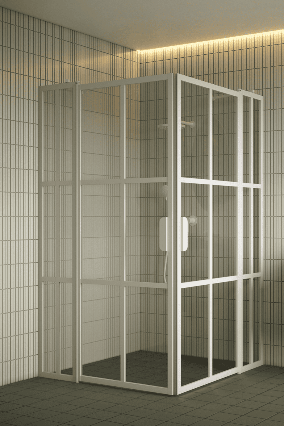 Shower enclosure Hietakari Bläk 769 Paris, white frame, clear glass Shower enclosure Hietakari Bläk 769 Paris, hinged door with fixed part + hinged door with fixed part