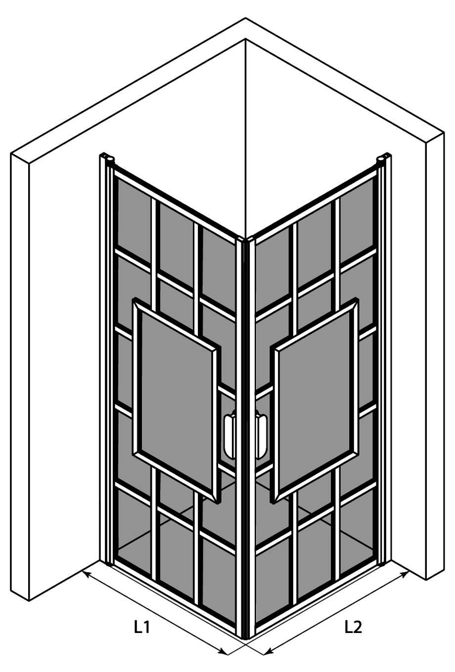 Shower enclosure Hietakari Bläk 802 Shanghai, hinged door + hinged door – 3