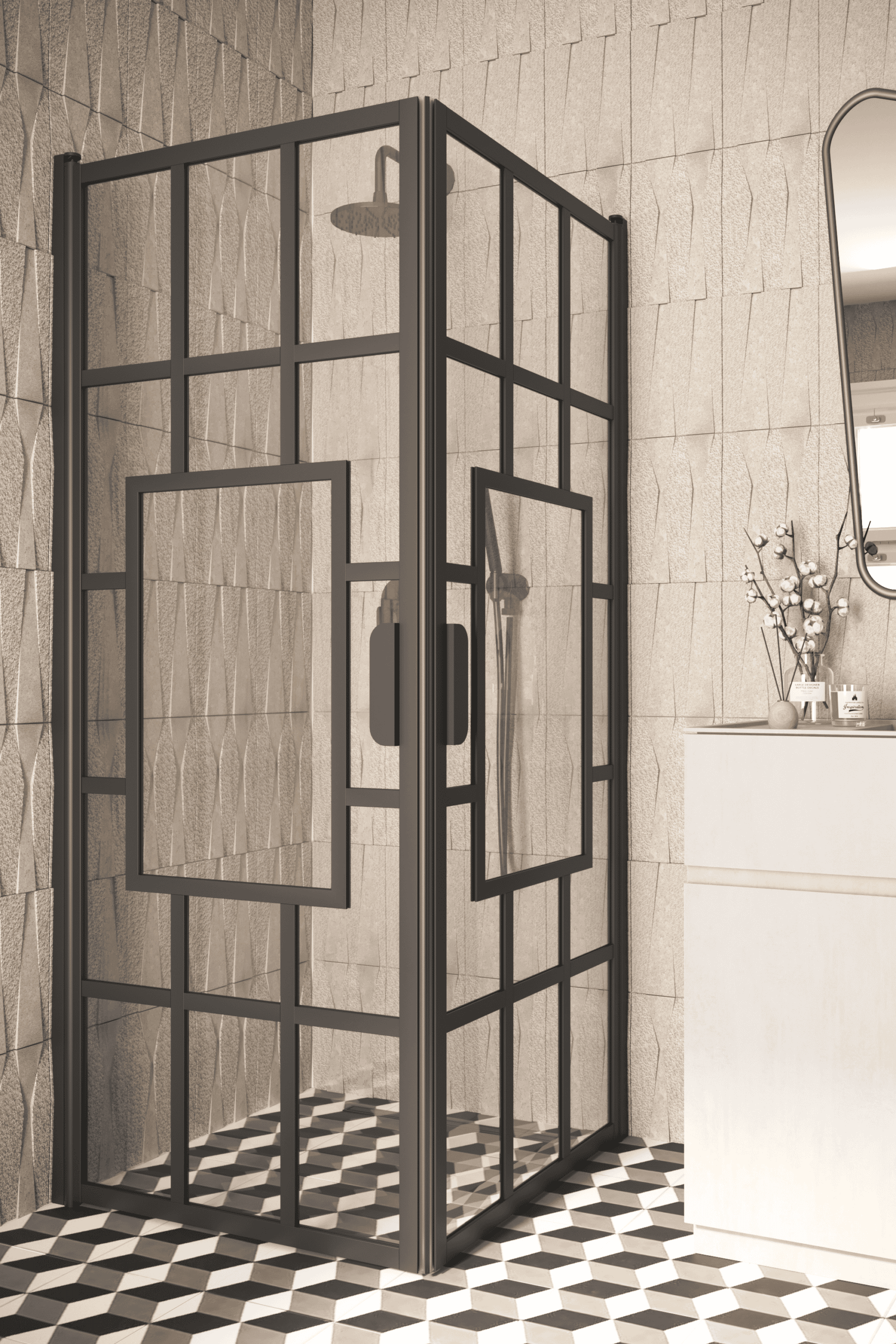 Shower enclosure Hietakari Bläk 802 Shanghai, hinged door + hinged door
