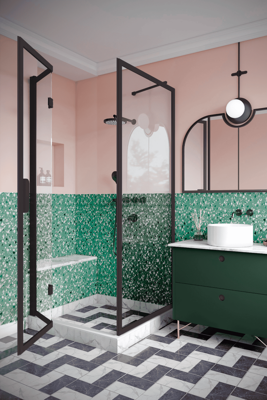 Shower enclosure Hietakari Bläk 887 New York, Cocoa frame, bronze tinted glass