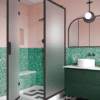 Shower enclosure Hietakari Bläk 887 New York, Cocoa frame, satin frosted glass