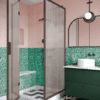 Shower enclosure Hietakari Bläk 887 New York, Mocha frame, reeded glass