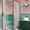 Shower enclosure Hietakari Bläk 887 New York, Mocha frame, satin frosted glass