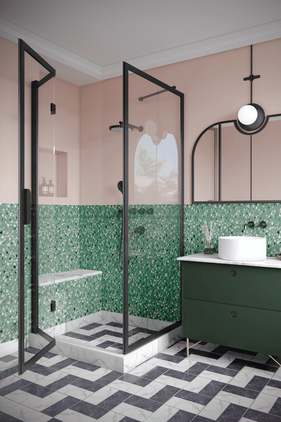 Shower enclosure Hietakari Bläk 887 New York, fixed wall + folding door – 4