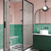 Shower enclosure Hietakari Bläk 887 New York, black frame, reeded glass