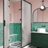 Shower enclosure Hietakari Bläk 887 New York, black frame, satin frosted glass