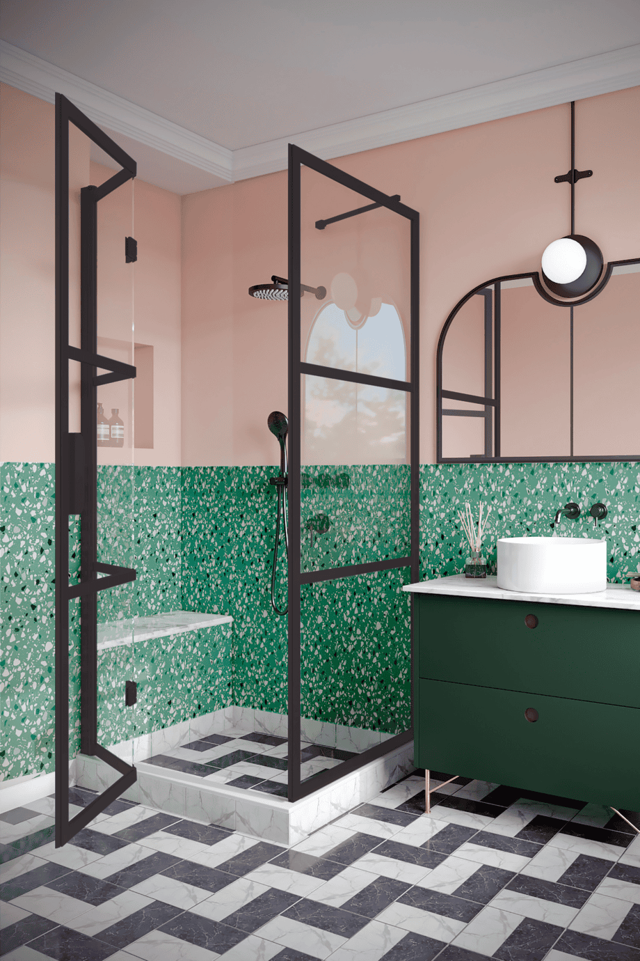 Shower enclosure Hietakari Bläk 888 Tokyo, fixed wall + folding door – 7