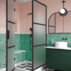 Shower enclosure Hietakari Bläk 888 Tokyo, Cocoa frame, satin frosted glass