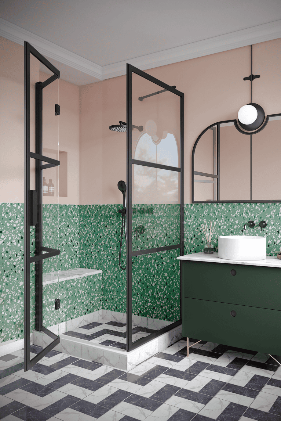 Shower enclosure Hietakari Bläk 888 Tokyo, fixed wall + folding door – 4