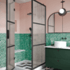 Shower enclosure Hietakari Bläk 888 Tokyo, black frame, reeded glass