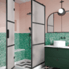 Shower enclosure Hietakari Bläk 888 Tokyo, black frame, satin frosted glass