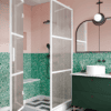 Shower enclosure Hietakari Bläk 888 Tokyo, white frame, reeded glass