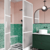 Shower enclosure Hietakari Bläk 888 Tokyo, white frame, satin frosted glass