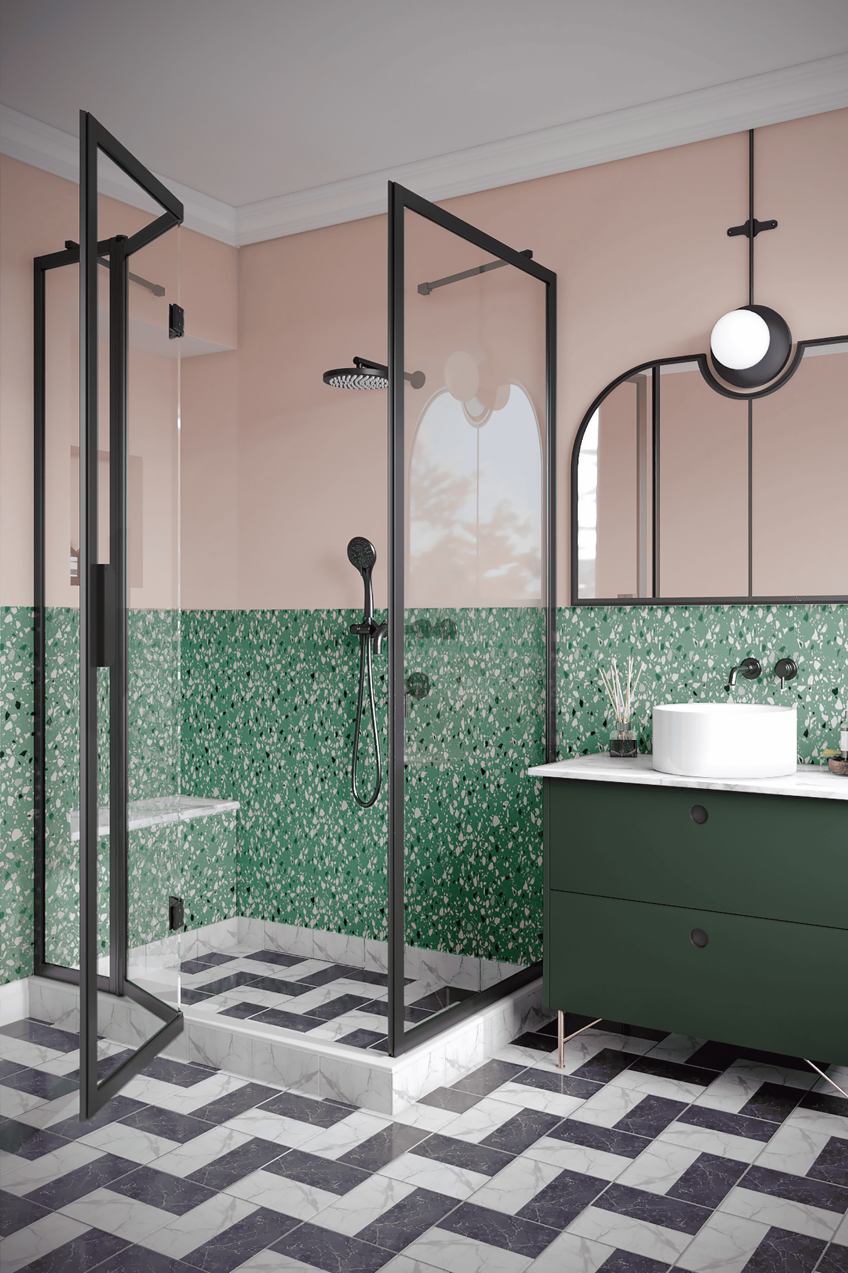 Shower enclosure Hietakari Bläk 890 New York, fixed wall + folding door with fixed part – 6
