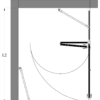 Shower enclosure Hietakari Bläk 890 New York – dimension drawing Shower enclosure Hietakari Bläk 890 New York, fixed wall + folding door with fixed part – 2