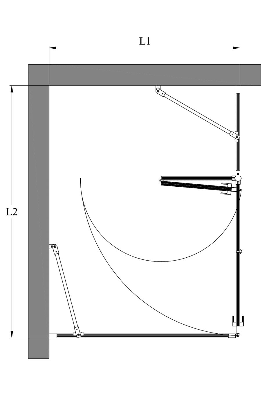 Shower enclosure Hietakari Bläk 890 New York, fixed wall + folding door with fixed part – 2