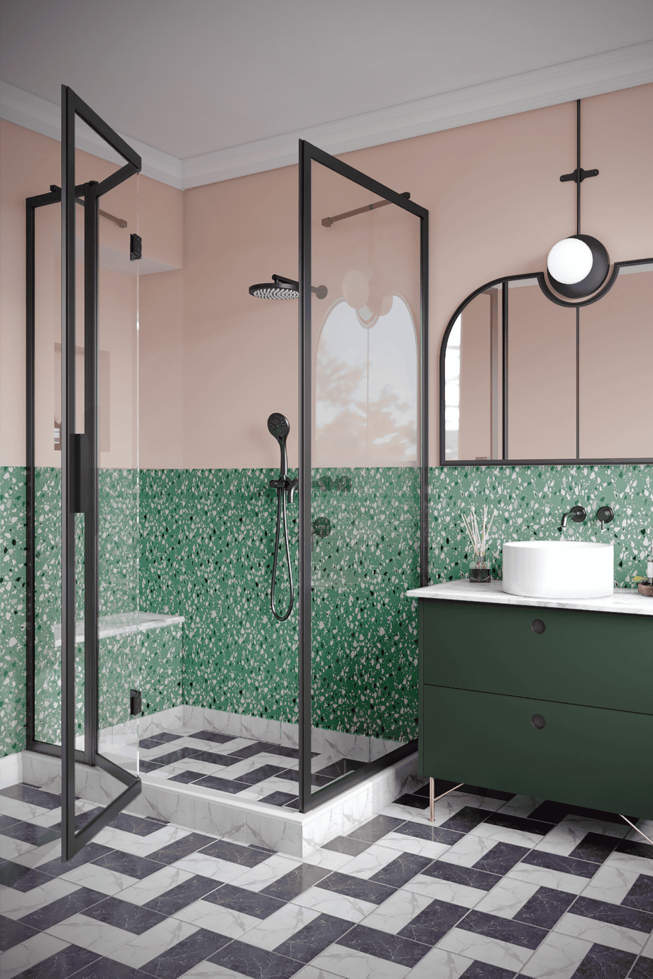 Shower enclosure Hietakari Bläk 890 New York, black frame, reeded glass Shower enclosure Hietakari Bläk 890 New York, black frame, reeded glass