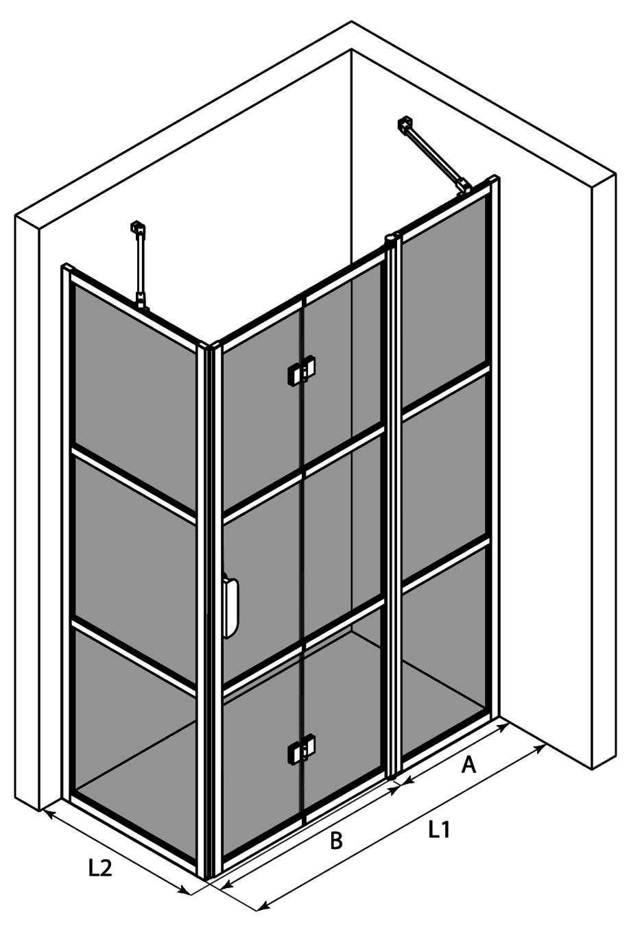 Shower enclosure Hietakari Bläk 891 Tokyo, fixed wall + folding door with fixed part – 3