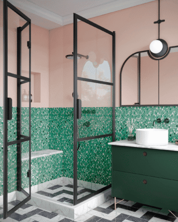 Shower enclosure Hietakari Bläk 894 Tokyo, hinged door + folding door
