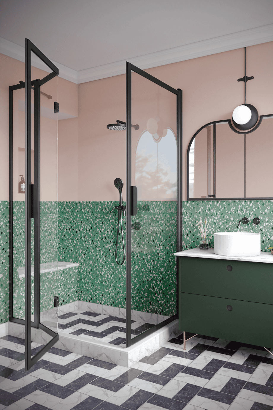 Shower enclosure Hietakari Bläk 896 New York, hinged door + folding door with fixed part – 7