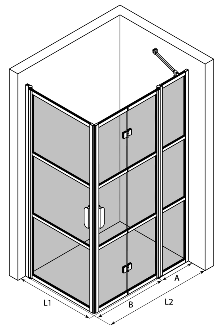 Shower enclosure Hietakari Bläk 897 Tokyo, hinged door + folding door with fixed part – 3