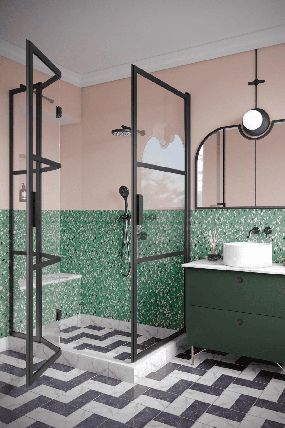 Shower enclosure Hietakari Bläk 897 Tokyo, hinged door + folding door with fixed part – 7