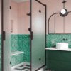 Shower enclosure Hietakari Bläk 899 New York, Cocoa frame, satin frosted glass