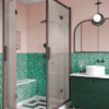Shower enclosure Hietakari Bläk 899 New York, Mocha frame, reeded glass