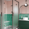Shower enclosure Hietakari Bläk 899 New York, Mocha frame, satin frosted glass